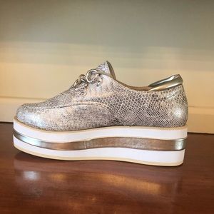 Gold women’s shoes.